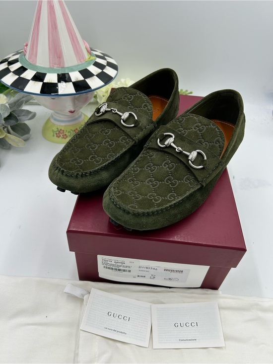 Men\'s Gucci GG embossed suede driver loafers size 9.5 fits 10 US made in Italy main image 7